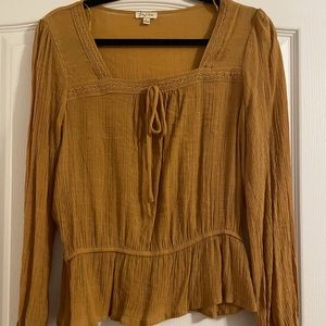 Boho mustard top with tie